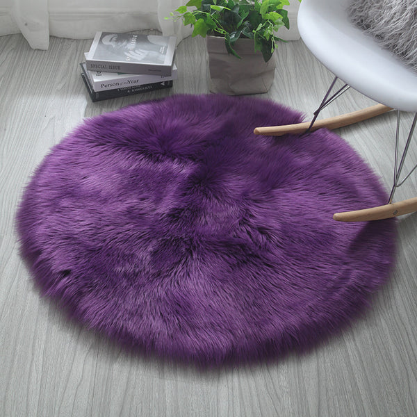 Tapis Rond Fourrure Synthétique Uni Moelleux Salon Chambre