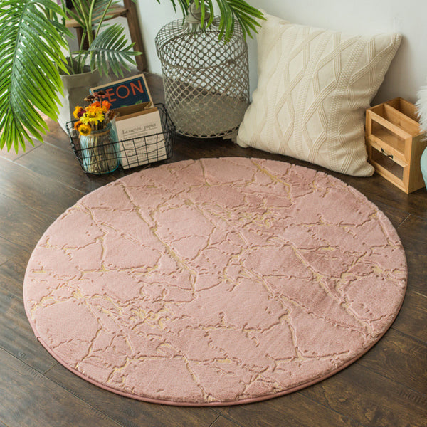 Tapis Rond Velours Veinures Dorées – Luxe Nordique