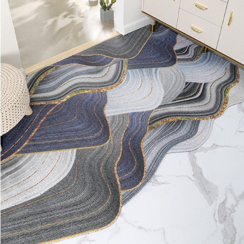 Tapis PVC Vinyle Motif Marbre Bleu Marine – Salon & Cuisine