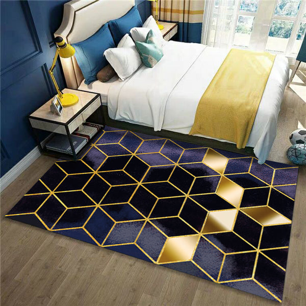 Tapis Rectangulaire Velours de Cristal Motif Géométrique – Salon & Chambre