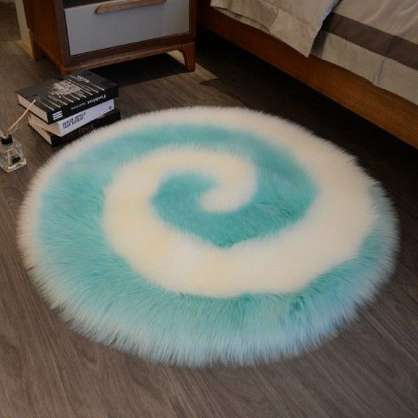 Tapis Rond Shaggy Spirale Bicolore – Chambre & Salon