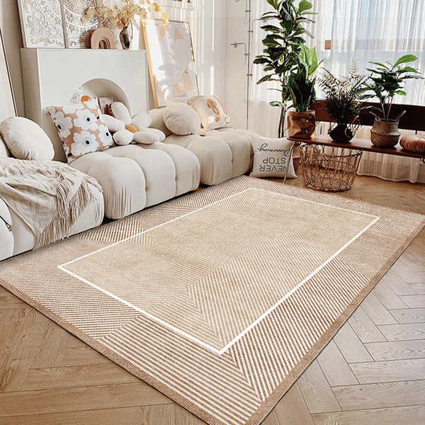Tapis Rectangulaire Luxe Crème Texturé Multi-designs – Salon