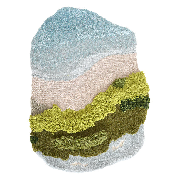 Tapis Forme Irrégulière Laine Tufté Vert & Beige – Salon & Table Basse