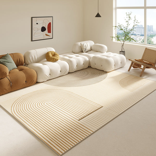 Tapis Rectangulaire Luxe Crème Géométrique – Salon & Chambre