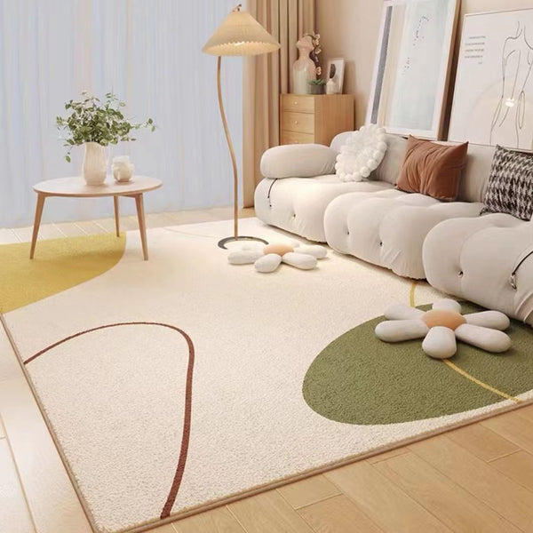 Tapis Salon Grande Taille Minimaliste Épais Imitation Cachemire Beige