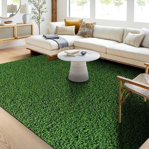 Tapis de Chambre | Enfant Herbe Verte Terrain Football - Tapinna® Vert / Rectangulaire / 40x60cm (16x24 Pouces)