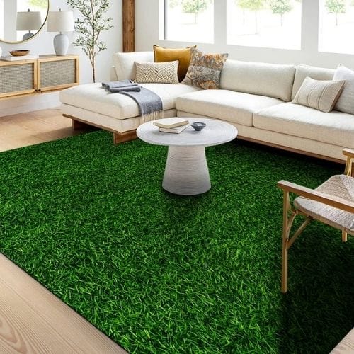 Tapis de Chambre | Enfant Herbe Verte Terrain Football - Tapinna® Vert / Rectangulaire / 40x60cm (16x24 Pouces)