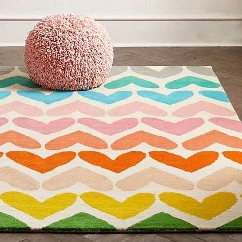 Tapis de Chambre | Moderne Enfant Tissage Motif Cœur - Tapinna®