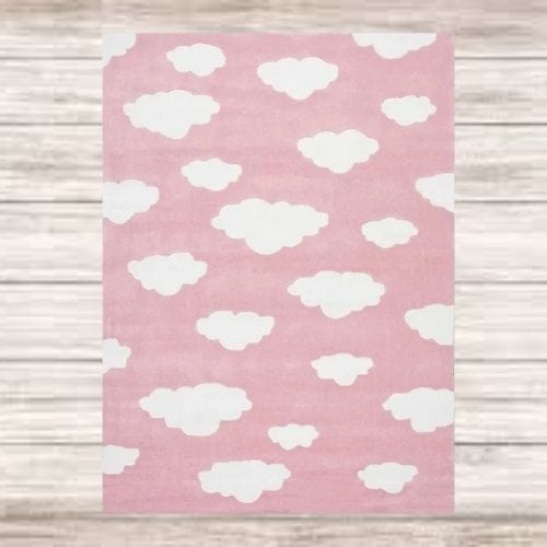 Tapis de Chambre | Moderne Enfant Tissage Motif Nuage - Tapinna® Rose / Rectangulaire / 60x90cm (23.7x35.4 Pouces)