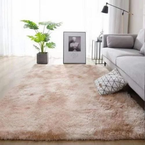 Tapis de Chambre | Shaggy Uni Moderne Scandinave - Tapinna® Beige / Rectangulaire / 50x80cm