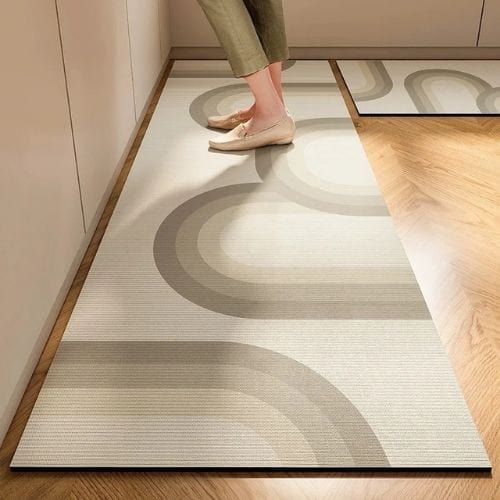 Tapis de Cuisine | Moderne Longue Bande Motif Imprimé - Tapinna® Marron / Rectangulaire / 40x60cm
