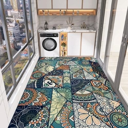 Tapis de Cuisine | Moderne Vintage Imprimé Carrelage - Tapinna® Vert / Rectangulaire / 50x80cm