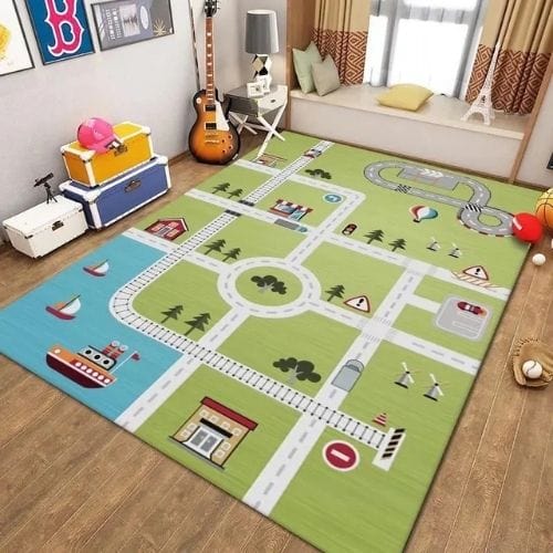 Tapis de Jeu | Route Moderne Enfant - Tapinna® Coloré / Rectangulaire / 50x80cm (19.6x31.5 Pouces)