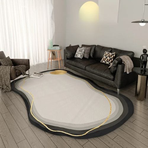 Tapis de Salon | Bohème Moderne Minimaliste Luxe - Tapinna® Doré Gris / Irrégulier / 80x120cm