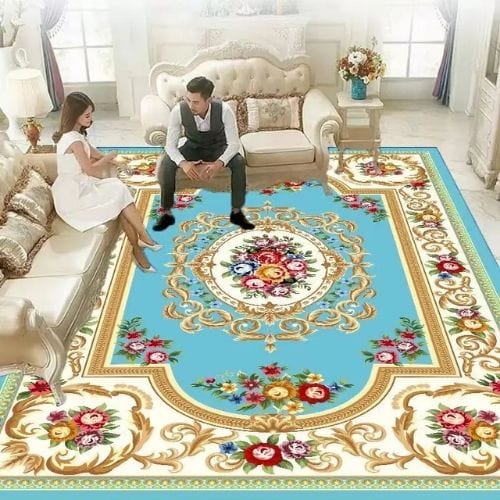Tapis de Salon | Bohème Vintage Persan Européen - Tapinna® Turquoise / Rectangulaire / 40x60cm