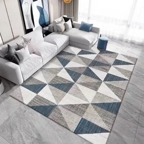 Tapis de Salon | Kilim Minimaliste Scandinave Abstrait - Tapinna® Bleu / Rectangulaire / 80x120cm