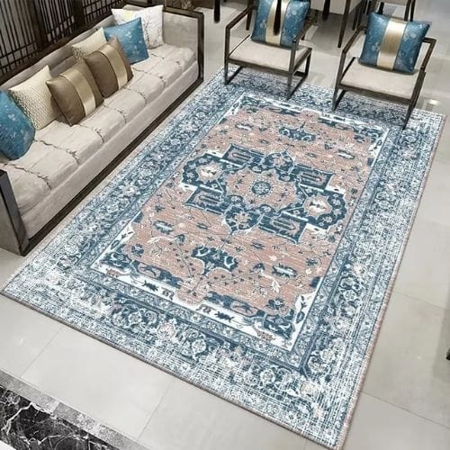 Tapis de Salon | Moderne Bohème Oriental Vintage - Tapinna® Bleu / Rectangulaire / 60x90cm (23.6x35.4 Pouces)