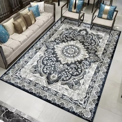 Tapis de Salon | Moderne Bohème Oriental Vintage - Tapinna® Gris / Rectangulaire / 60x90cm (23.6x35.4 Pouces)