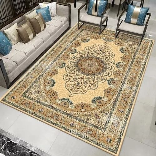 Tapis de Salon | Moderne Bohème Oriental Vintage - Tapinna® Jaune / Rectangulaire / 60x90cm (23.6x35.4 Pouces)