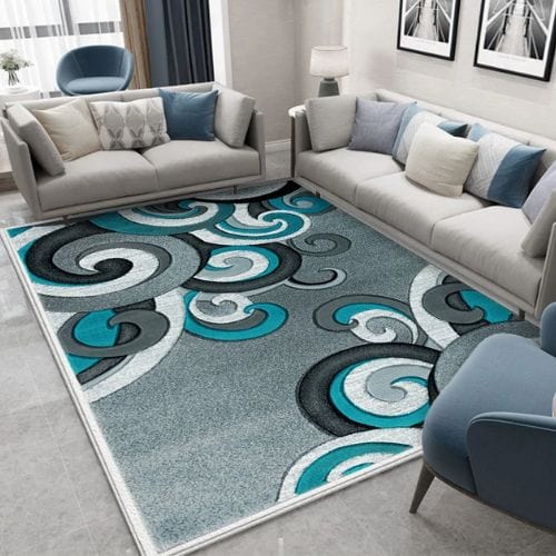 Tapis de Salon | Moderne Design Circulaire Ondulé - Tapinna® Turquoise / Rectangulaire / 40x60cm