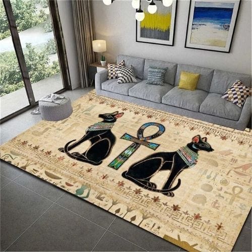 Tapis de Salon | Moderne Égypte Antique Motif Scénique - Tapinna® Coloré / Rectangulaire / 40x60cm (16x24 Pouces)