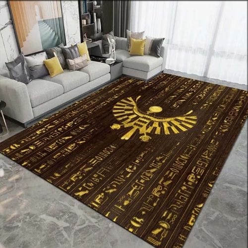 Tapis de Salon | Moderne Égypte Antique Motif Scénique - Tapinna® Doré Marron / Rectangulaire / 40x60cm (16x24 Pouces)
