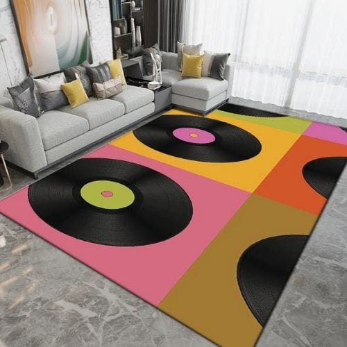 Tapis de Salon | Moderne Forme Disque Vinyle Vintage - Tapinna® Coloré / Rectangulaire / 40x60cm