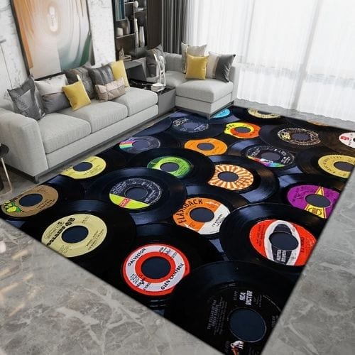 Tapis de Salon | Moderne Forme Disque Vinyle Vintage - Tapinna® Coloré / Rectangulaire / 40x60cm