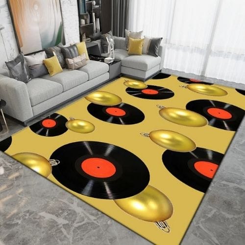 Tapis de Salon | Moderne Forme Disque Vinyle Vintage - Tapinna® Doré / Rectangulaire / 40x60cm