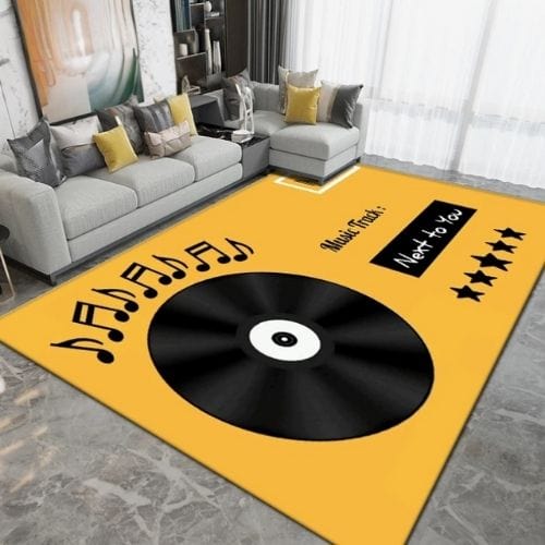 Tapis de Salon | Moderne Forme Disque Vinyle Vintage - Tapinna® Jaune / Rectangulaire / 40x60cm