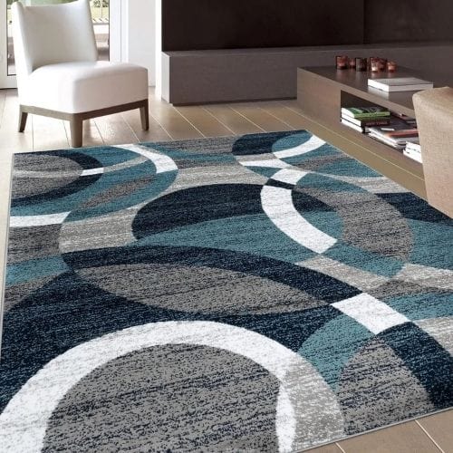 Tapis de Salon | Moderne Luxe Scandinave Poil Ras - Tapinna® Bleu / Rectangulaire / 40x60cm (16x24 Pouces)