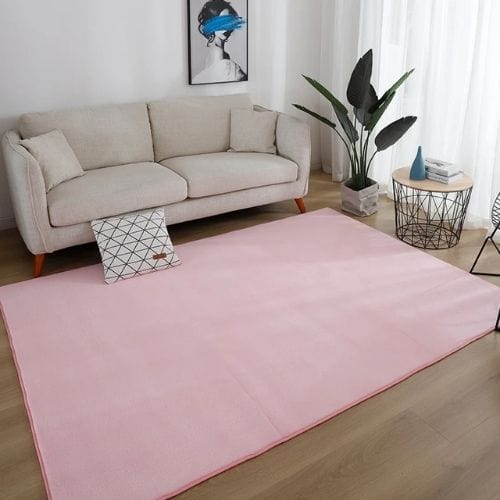 Tapis de Salon | Moderne Uni Poil Ras - Tapinna® Rose / Rectangulaire / 40x60cm (15x23 Pouces)