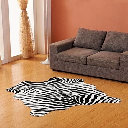 Tapis de Salon | Peau Animal - Tapinna® Noir et Blanc / Irrégulier / 140x160cm