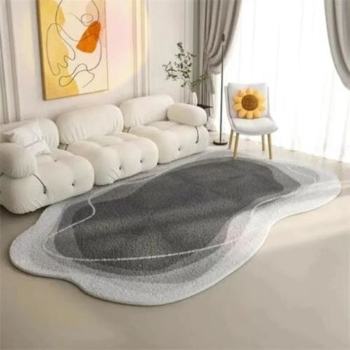 Tapis de Salon | Poil Ras Motif Rayé - Tapinna® Gris / Irrégulier / 60x90cm
