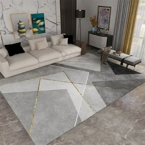 Tapis de Salon | Scandinave Kilim Moderne Luxe - Tapinna® Doré Gris / Rectangulaire / 60x90cm (Paillasson)