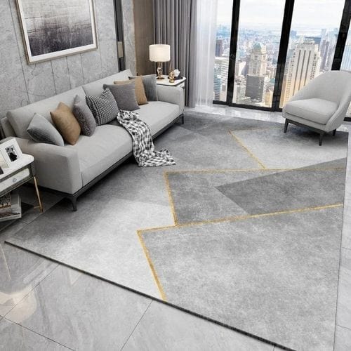 Tapis de Salon | Scandinave Kilim Moderne Luxe - Tapinna® Doré Gris / Rectangulaire / 60x90cm (Paillasson)