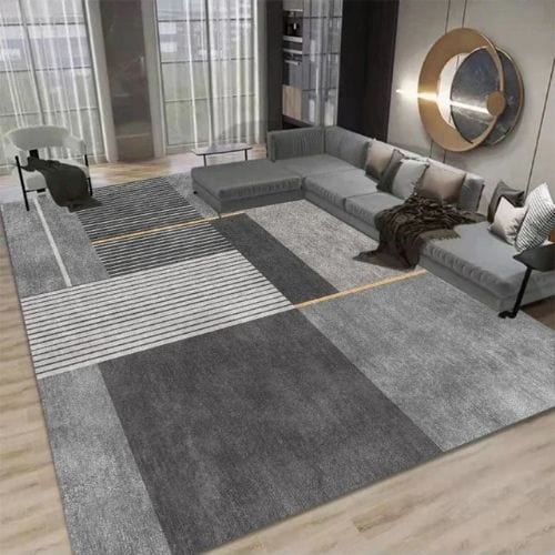 Tapis de Salon | Scandinave Kilim Moderne Luxe - Tapinna® Doré Gris / Rectangulaire / 60x90cm (Paillasson)