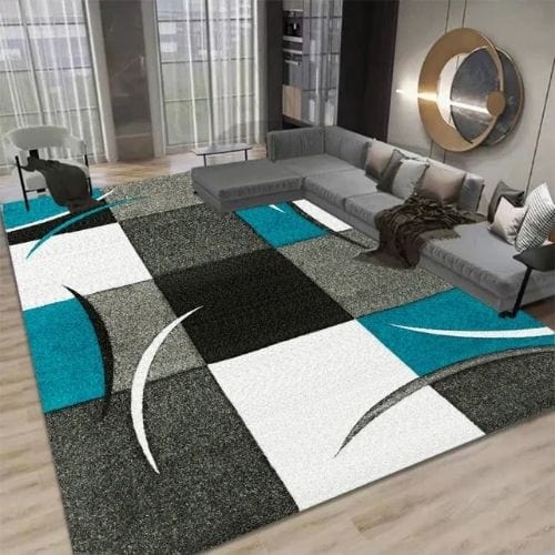 Tapis de Salon | Scandinave Kilim Moderne Luxe - Tapinna® Gris Bleu / Rectangulaire / 60x90cm (Paillasson)