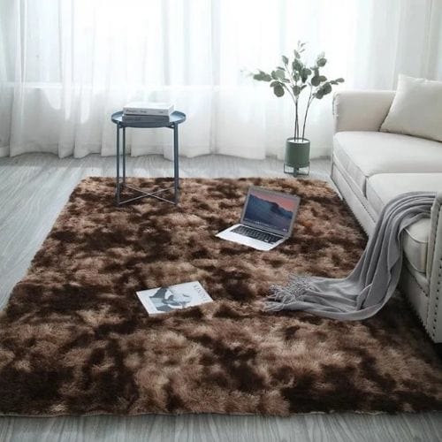 Tapis de Salon | Shaggy Uni Moderne Poil Long - Tapinna® Marron / Rectangulaire / 40x60cm (15.7x23.6 Pouces)