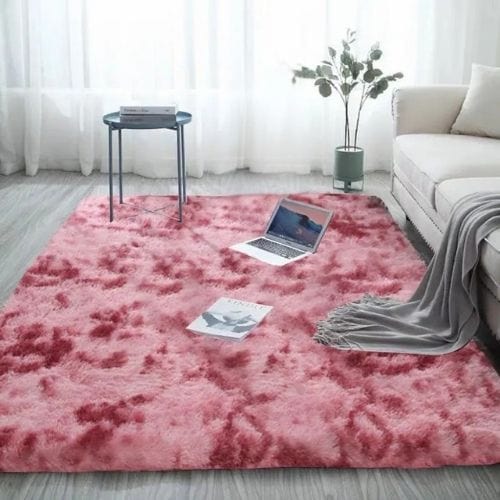 Tapis de Salon | Shaggy Uni Moderne Poil Long - Tapinna® Rose / Rectangulaire / 40x60cm (15.7x23.6 Pouces)