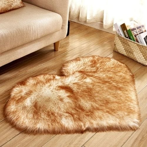 Tapis de Salon | Shaggy Uni Poil Long Forme Cœur - Tapinna® Marron / Cœur / 30x40cm