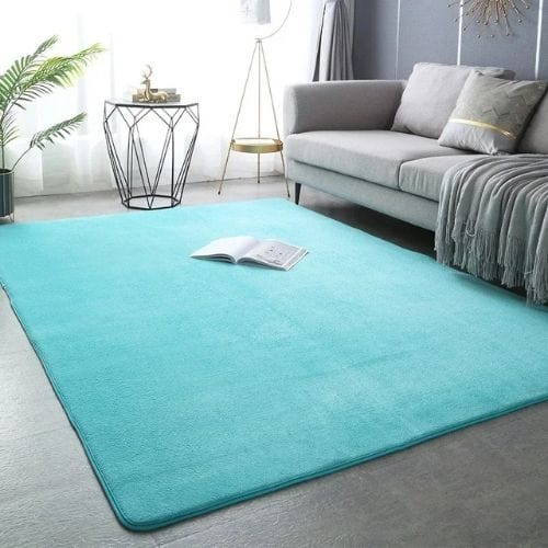 Tapis de Salon | Uni Moderne Tressé Poil Ras - Tapinna® Turquoise / Rectangulaire / 40x60cm (15x23 Pouces)