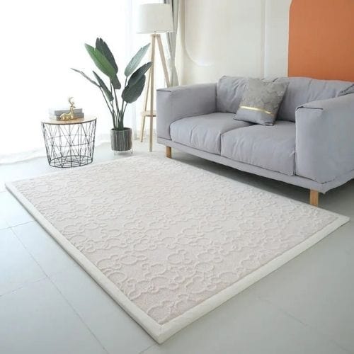 Tapis de Salon | Uni Moderne Vintage Poil Ras - Tapinna® Blanc / Rectangulaire / 40x60cm
