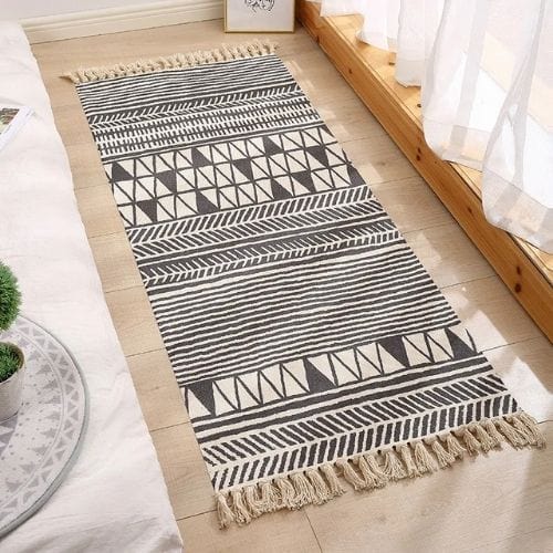 Tapis de Sol | Berbère Bohème Ethnique - Tapinna® Gris / Rectangulaire / 600x900mm