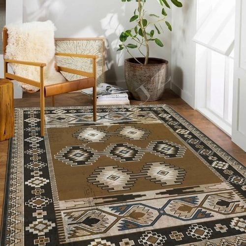 Tapis de Sol | Berbère Vintage Bohème - Tapinna® Marron Coloré / Rectangulaire / 40x60cm (16x24 Pouces)
