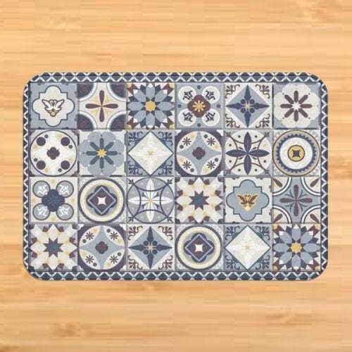 Tapis de Sol | Bohème Motif Fleur Mandala - Tapinna® Bleu / Rectangulaire / 40x60cm