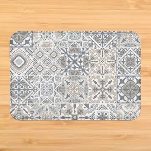 Tapis de Sol | Bohème Motif Fleur Mandala - Tapinna® Gris / Rectangulaire / 40x60cm