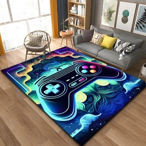 Tapis de Sol | Gamer 3D Moderne Manette Jeu - Tapinna® Coloré / Rectangulaire / 40x60cm (16x24 Pouces)