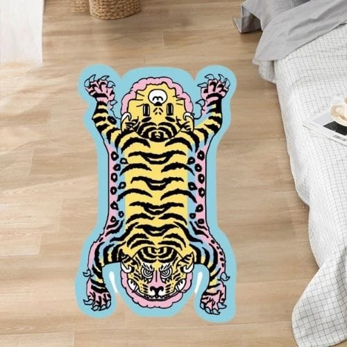 Tapis de Sol | Moderne Kilim Luxe Forme Tigre - Tapinna® Coloré / Animal / 60x90cm (Paillasson)