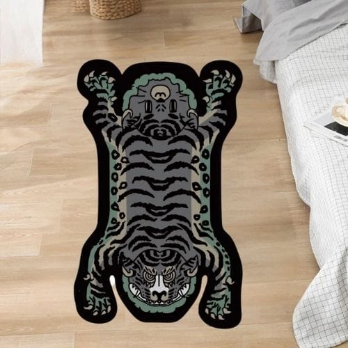 Tapis de Sol | Moderne Kilim Luxe Forme Tigre - Tapinna® Coloré / Animal / 60x90cm (Paillasson)